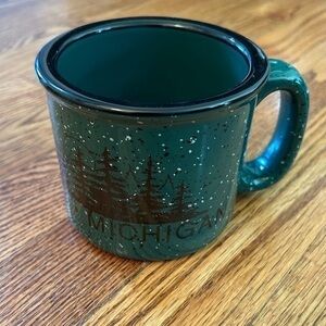 Vintage Ware GRAND MARAIS MICHIGAN Green Speckled Campfire Mug